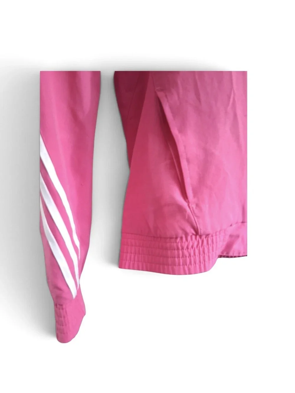Vintage Adidas Girls Full Zip Track Jacket Pink White Stripes Size Large